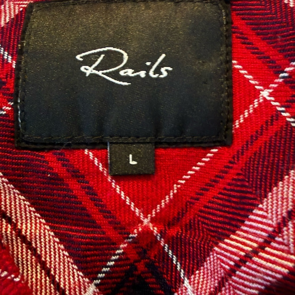 Rails Hunter Crimson Navy Plaid Long Sleeve Button Down Large - Picture 4 of 5